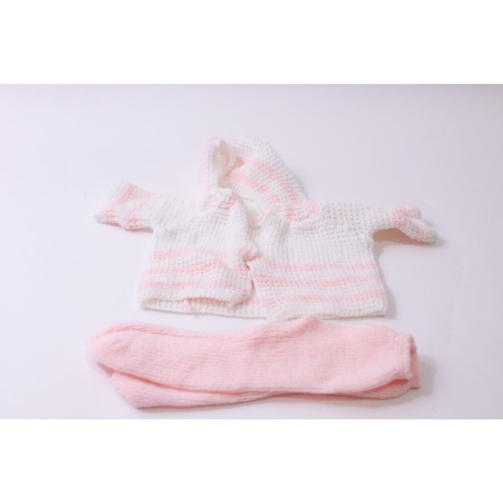Cabbage Patch Kids, Knit, White Pink, Doll Clothing, Vintage, ~ 250910-WH 1356